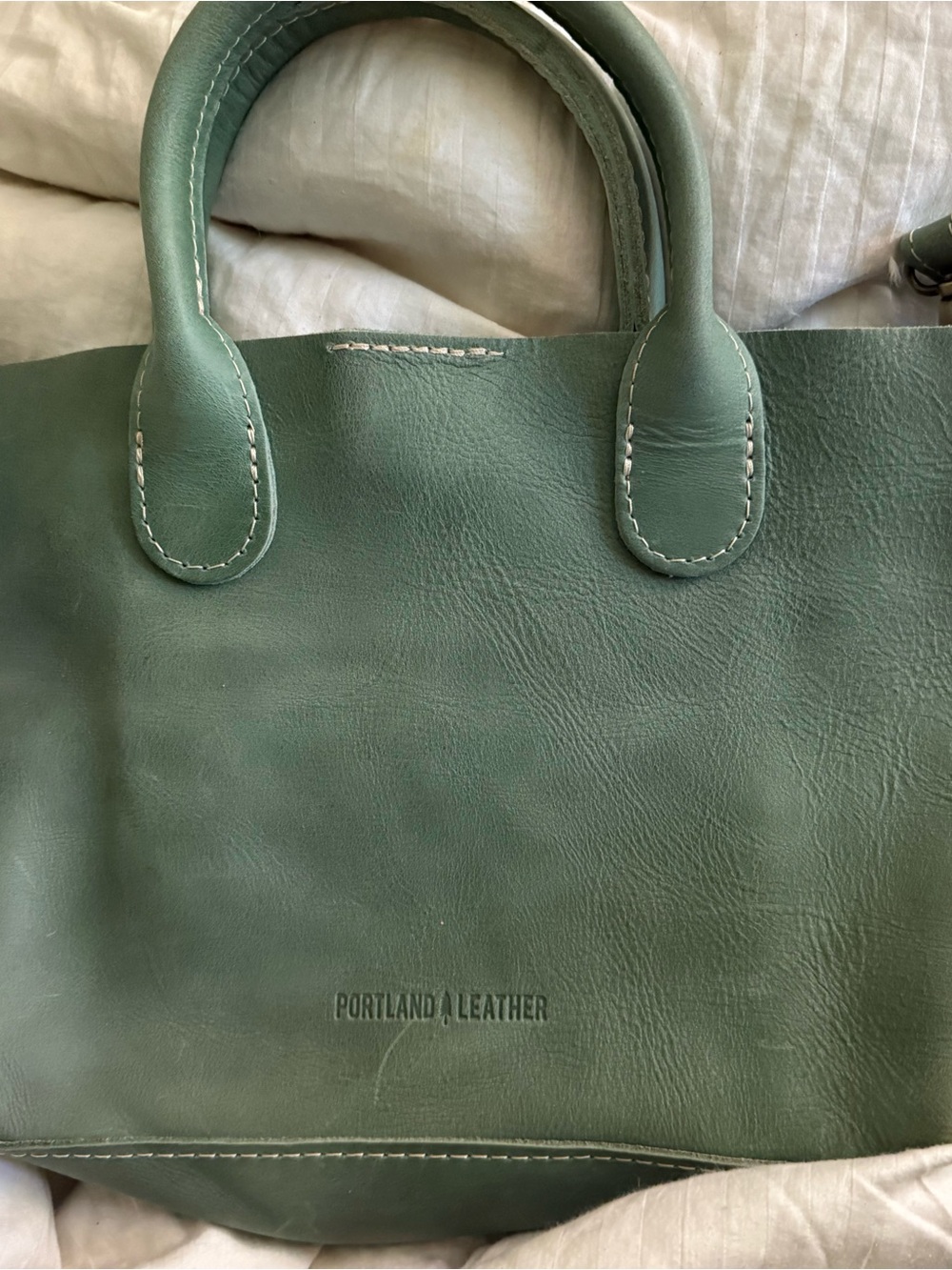 Portland Leather βCucumberβ tote with cross body strap